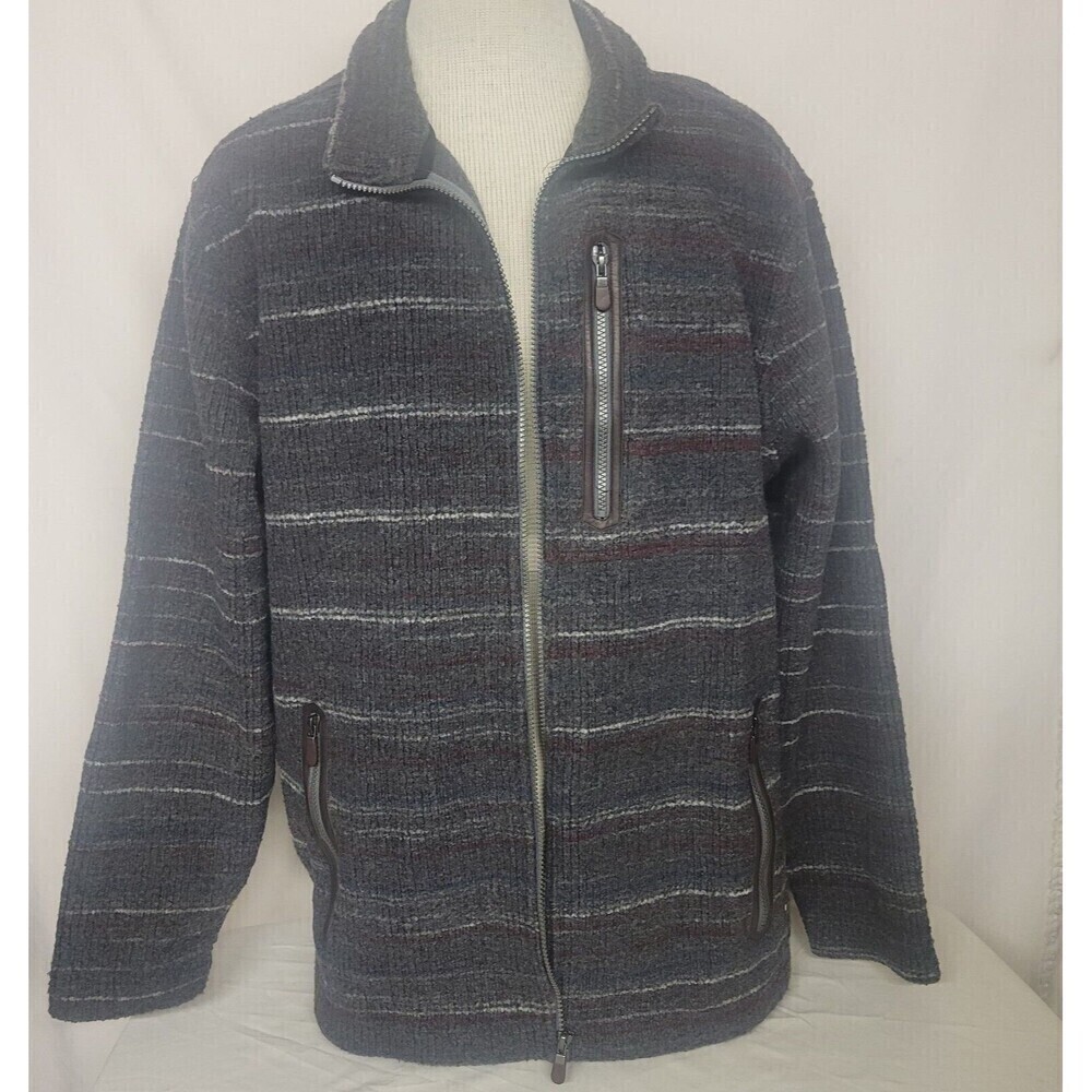 Orvis Mens Sweater Jacket‎ Large Blue Full Zip Fleece Hiking Outdoors, Fishing